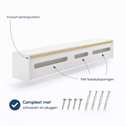 Chic TV Meubel met elektrische Sfeerhaard – 280cm – Pure White – Wit mat