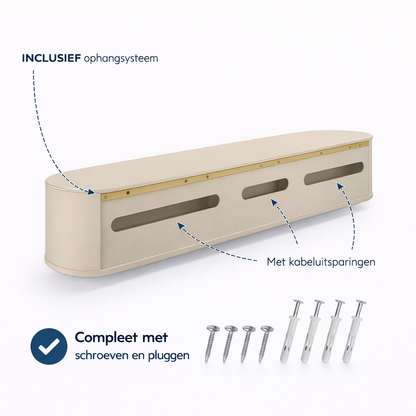 Chic Curve Ronde TV Meubel 240cm - Zwevend – Japandi Beige