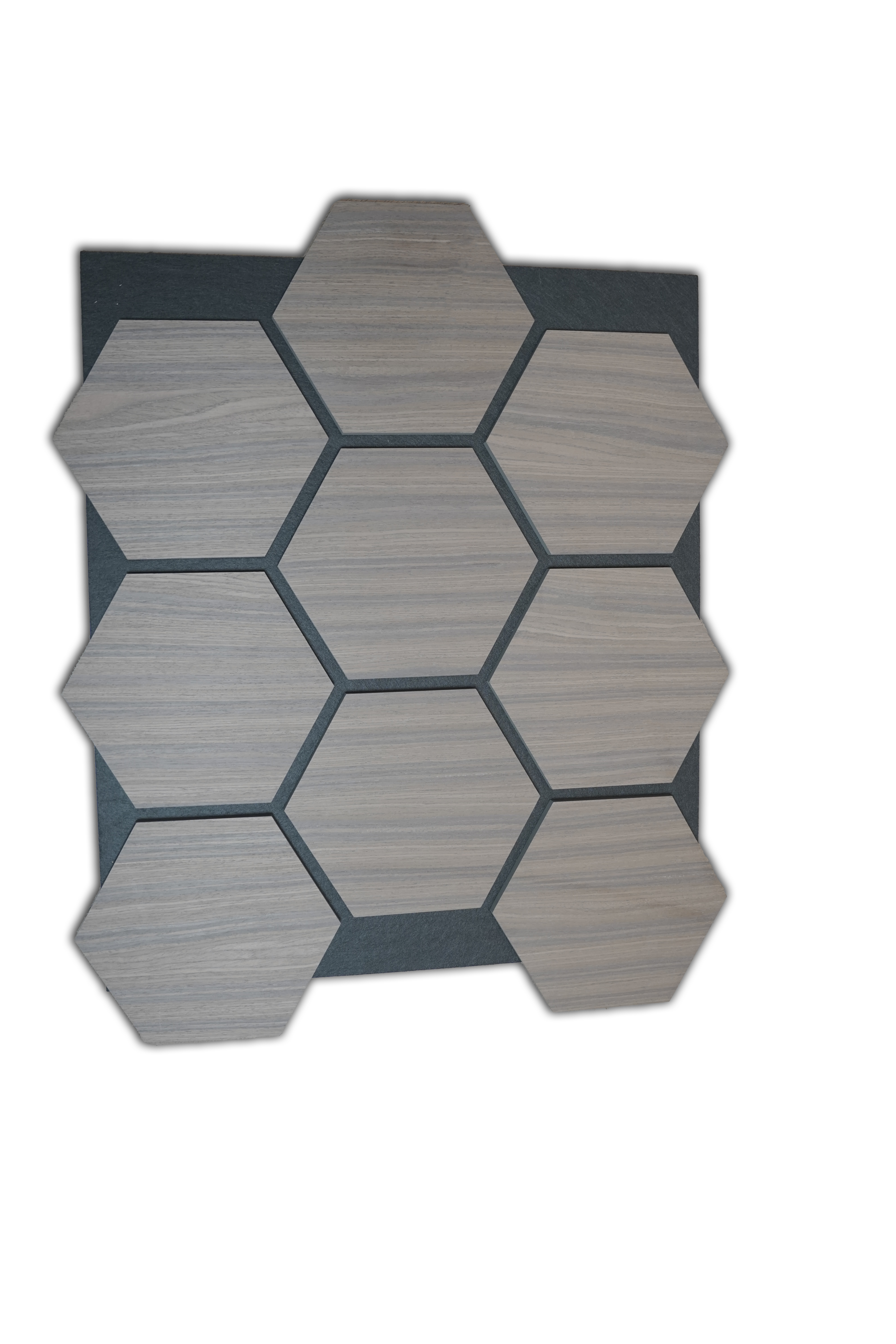 Hexagon – Akoestische wandpaneel - Gerookt Eiken 80 x 65 x 2cm