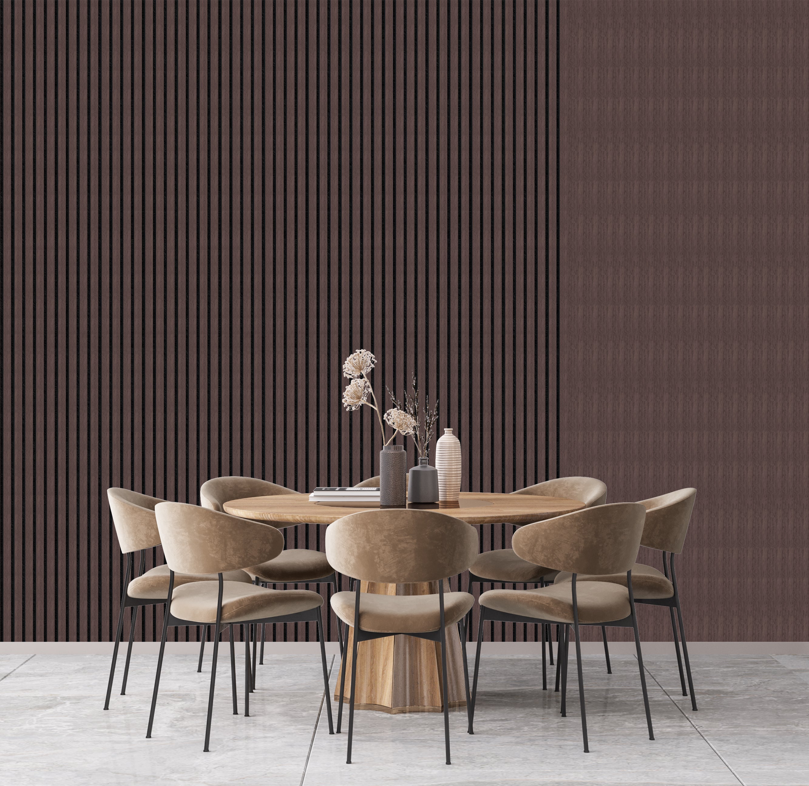 Decor paneel - 280 x 60 cm - Akoestische wandpanelen - Gerookt eiken