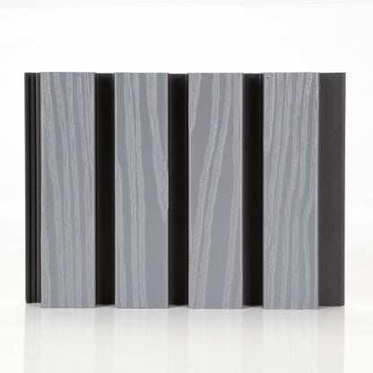 Composiet Gevelbekleding - Lattenwand Wandpanelen - 3D nerf - 290 x 22 cm - Grijs eiken