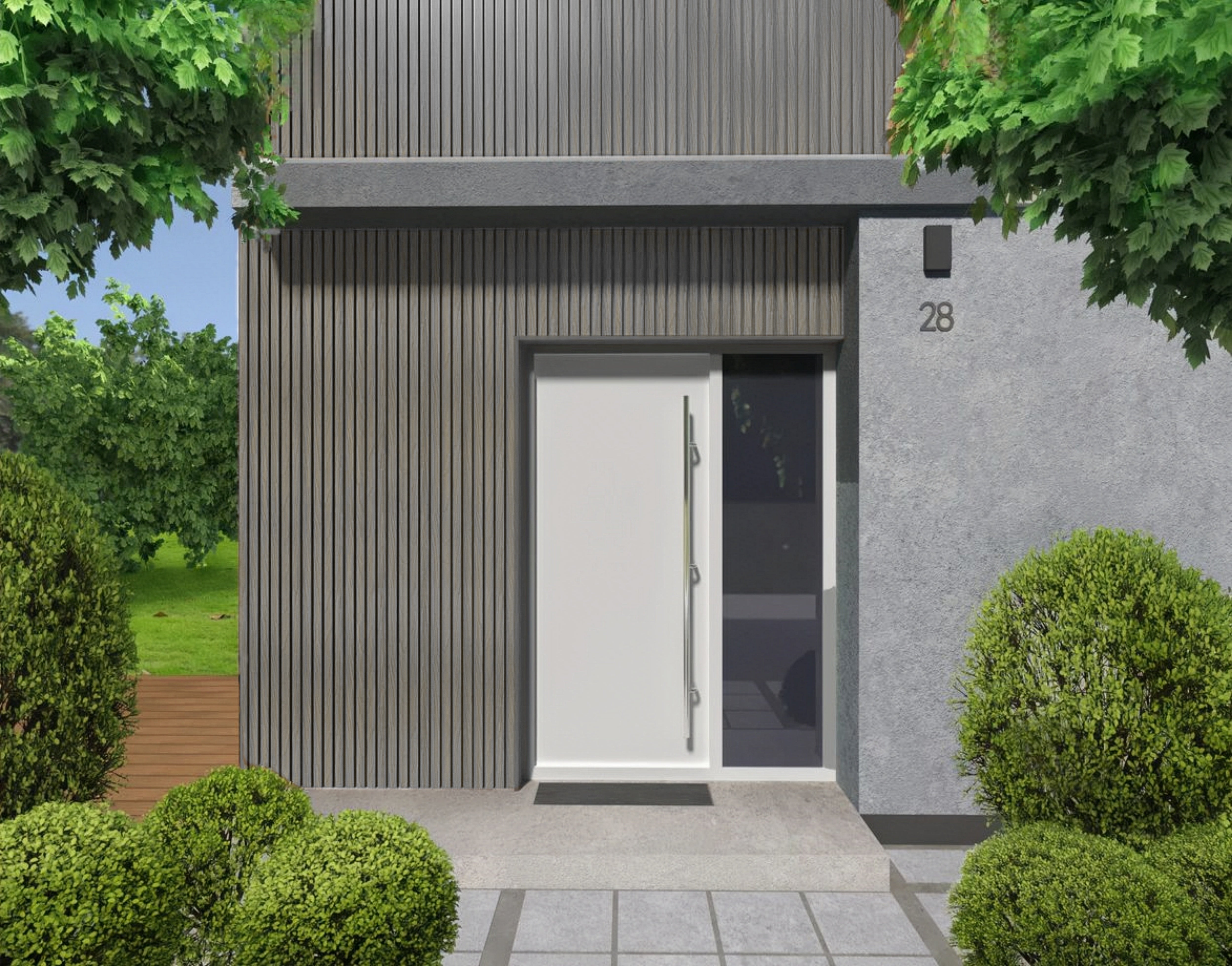 Composiet Gevelbekleding - Lattenwand Wandpanelen - 3D nerf - 290 x 22 cm - Grijs eiken