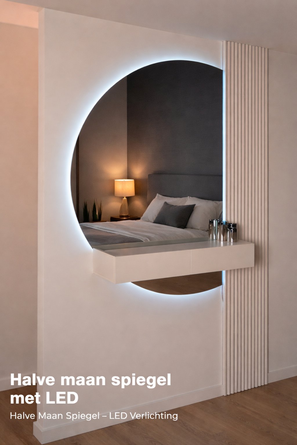 Halve Maan Spiegel Lys – LED Verlichting - tweedelig - 160 x 100cm - Ronding Links