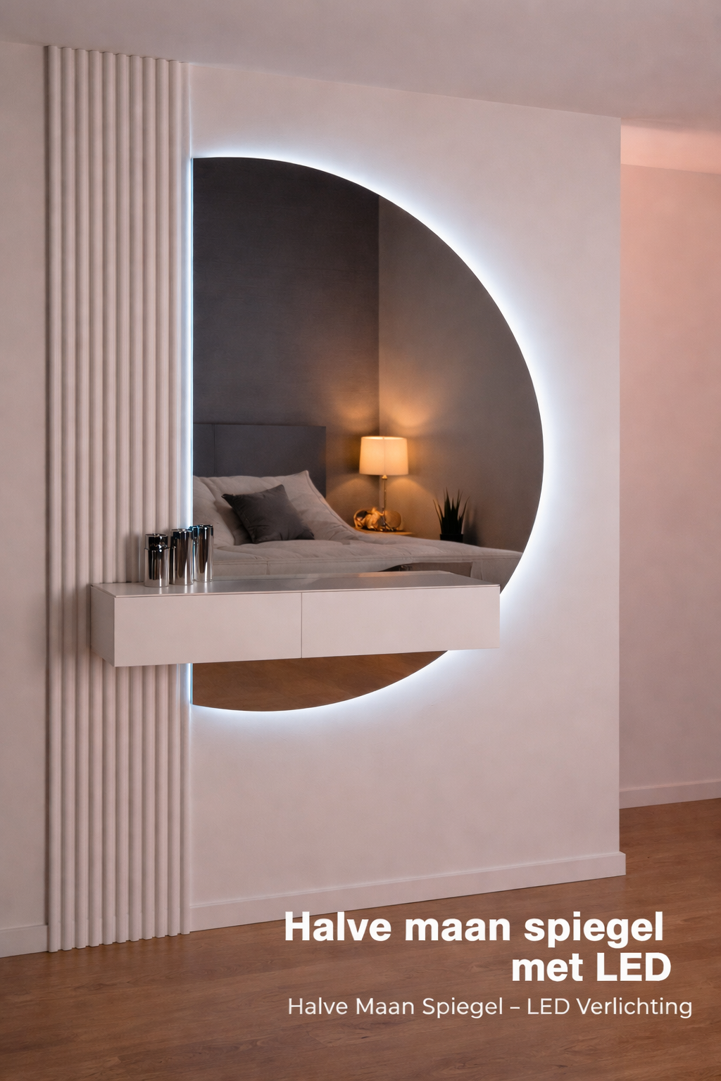 Halve Maan Spiegel Lys – LED Verlichting - tweedelig - 160 x 100cm - Ronding Rechts