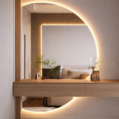 Halve Maan Spiegel Lys – LED Verlichting - tweedelig - 160 x 100cm - Ronding Rechts
