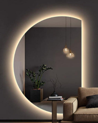 Halve Maan Spiegel - eendelig - LED Verlichting - 180 x 100cm - Ronding Links + Rechts