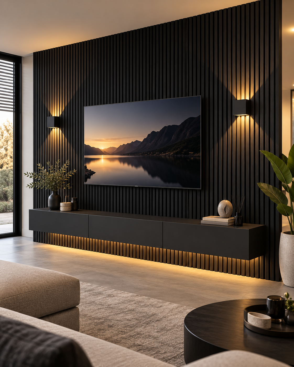 Akoestische wandpanelen - 280 x 60 x 2.2 cm - Zwart Eiken - Lattenwand - Akupanel - 3 zijdig houtfineer