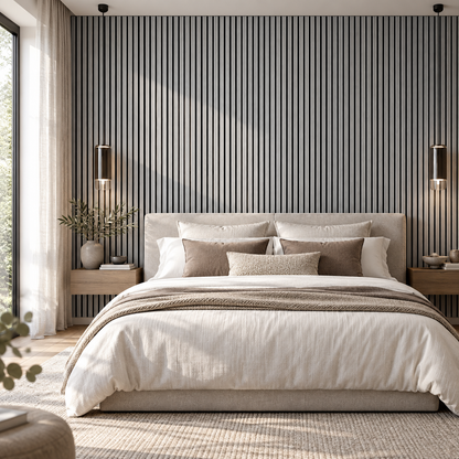 Akoestische wandpanelen - 280 x 60 x 2.2 cm - Grijs Eiken - Lattenwand - Akupanel - 3 zijdig houtfineer
