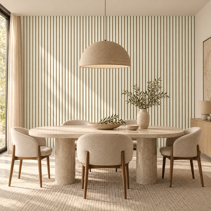 Akoestische wandpanelen - 280 x 60 x 2.2 cm - Beige mat op Beige vilt - Lattenwand - Akupanel - 3 zijdig