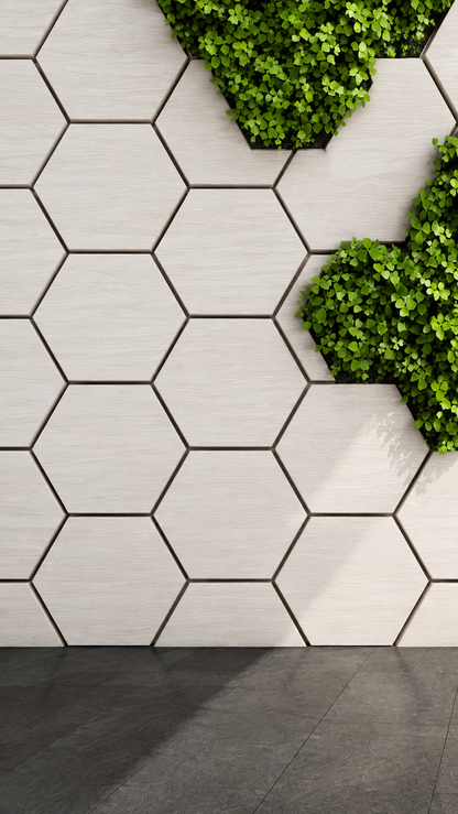 Hexagon – Akoestische wandpaneel - Japandi Beige Eiken 80 x 65 x 2cm