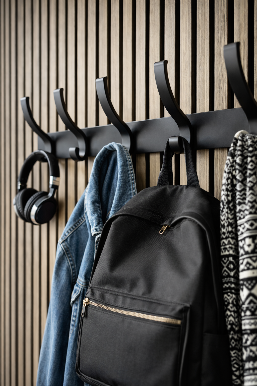 Akupanel - Zwarte Kapstok - 6 hangers