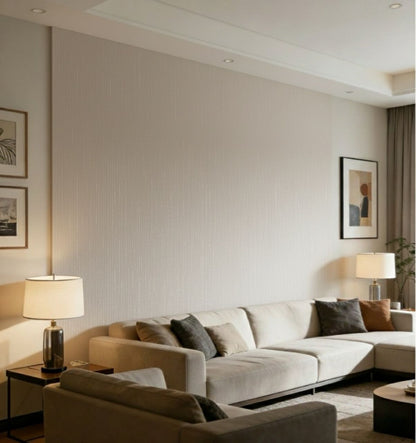 Linnen Japandi Wandpaneel  - Natuurlijke Textuur - 280 x 122cm - Grijs