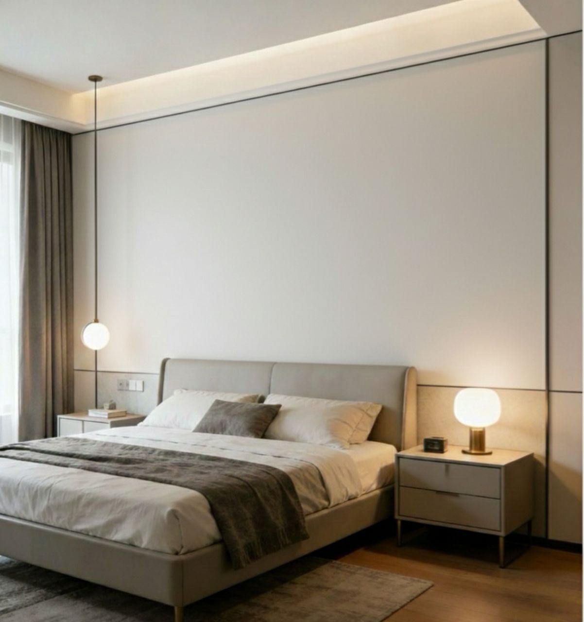 Linnen Japandi Wandpaneel - Natuurlijke Textuur - 280 x 122cm - White