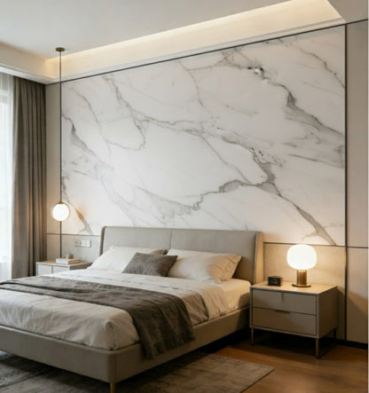 Marmeren wandpaneel plaat - Marmo Calacatta White hoogglans - 280 x 122 x 0.5cm