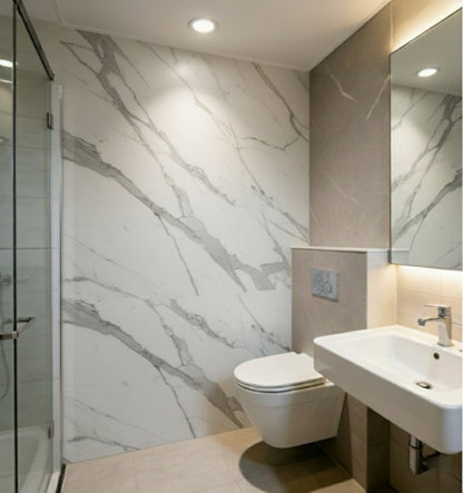 Marmeren wandpaneel plaat - Marmo Calacatta White hoogglans - 280 x 122 x 0.5cm