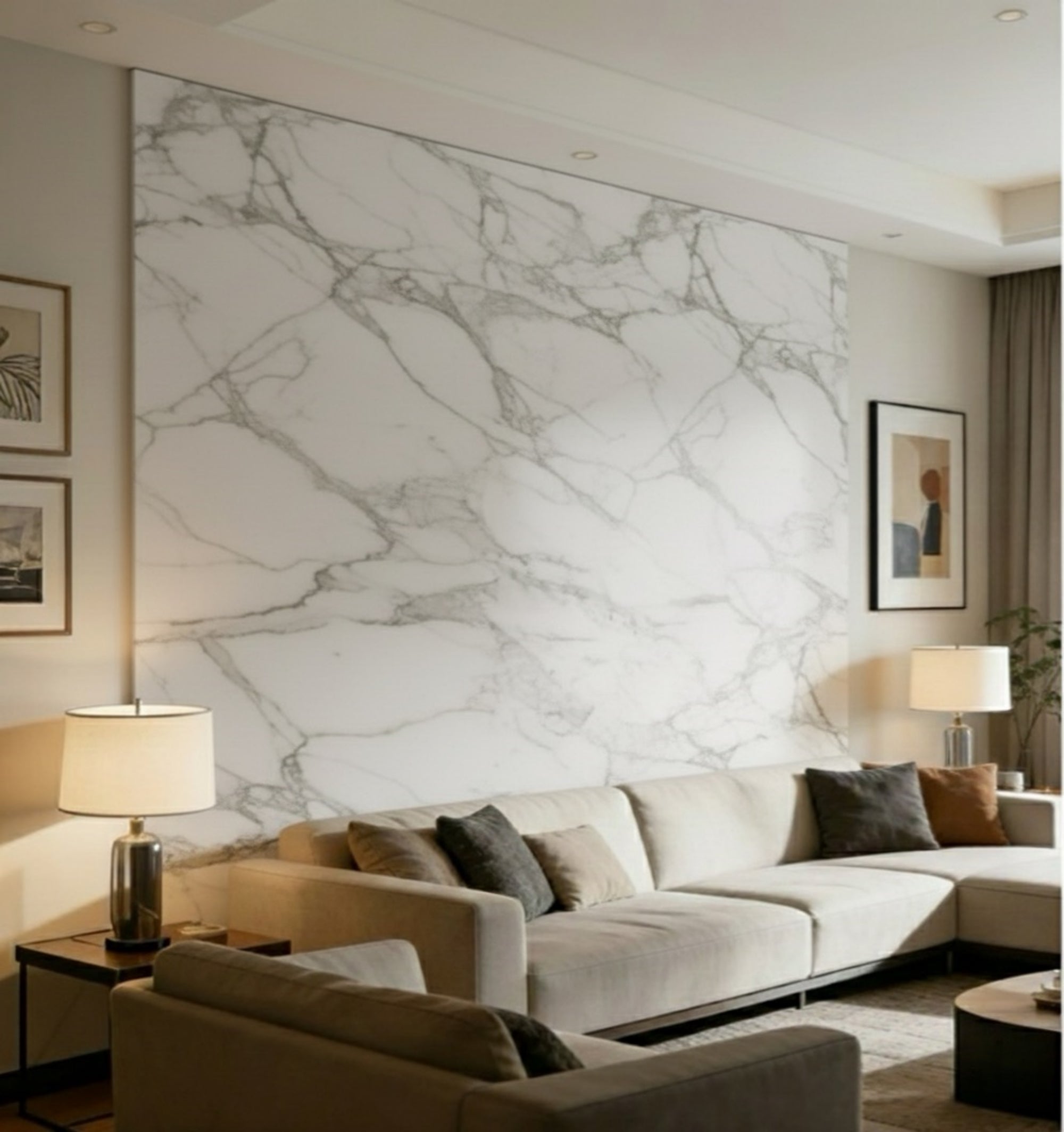 Marmeren wandpaneel plaat - Marmo Calacatta White hoogglans - 280 x 122 x 0.5cm