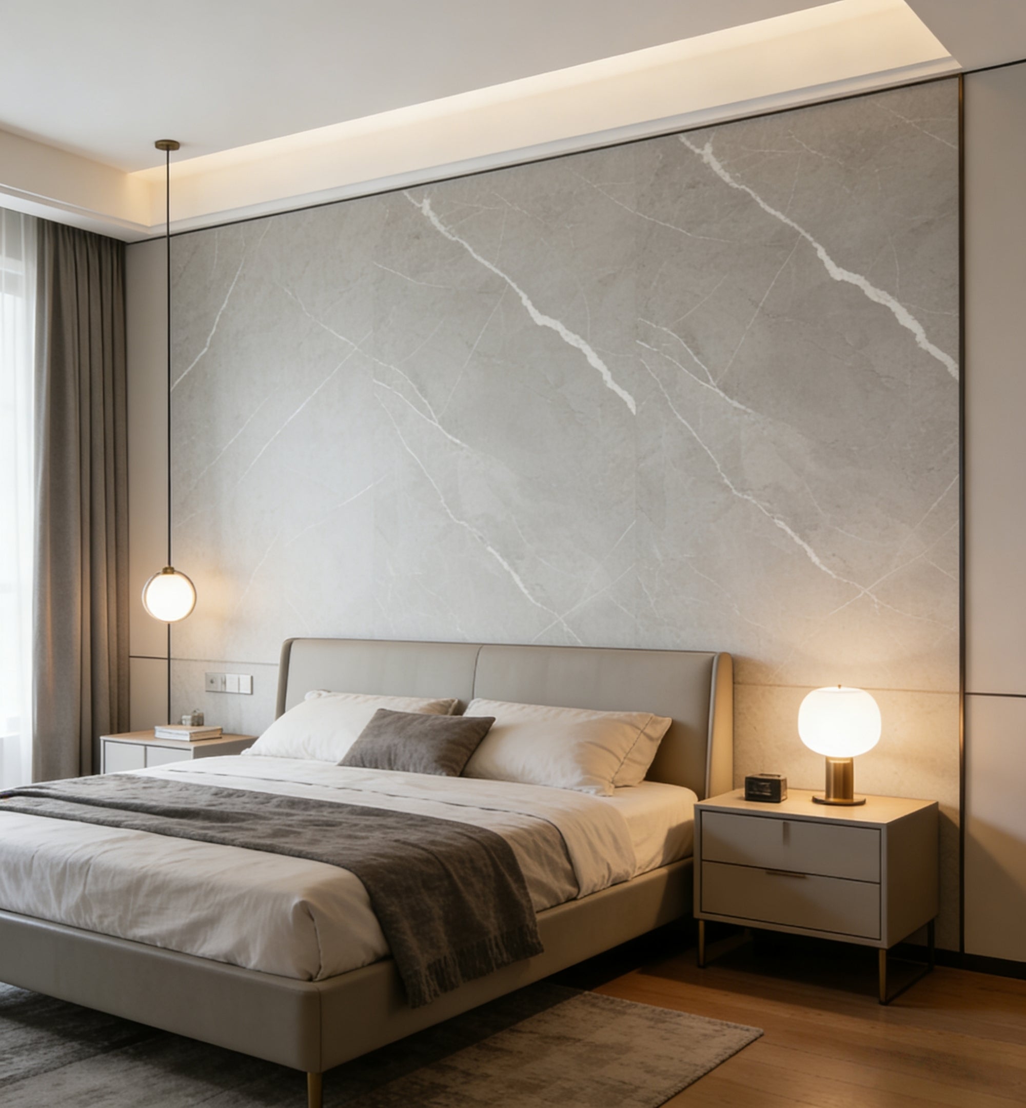 Marmeren wandpaneel plaat - Marmo Cemento - 280 x 122 x 0.5cm