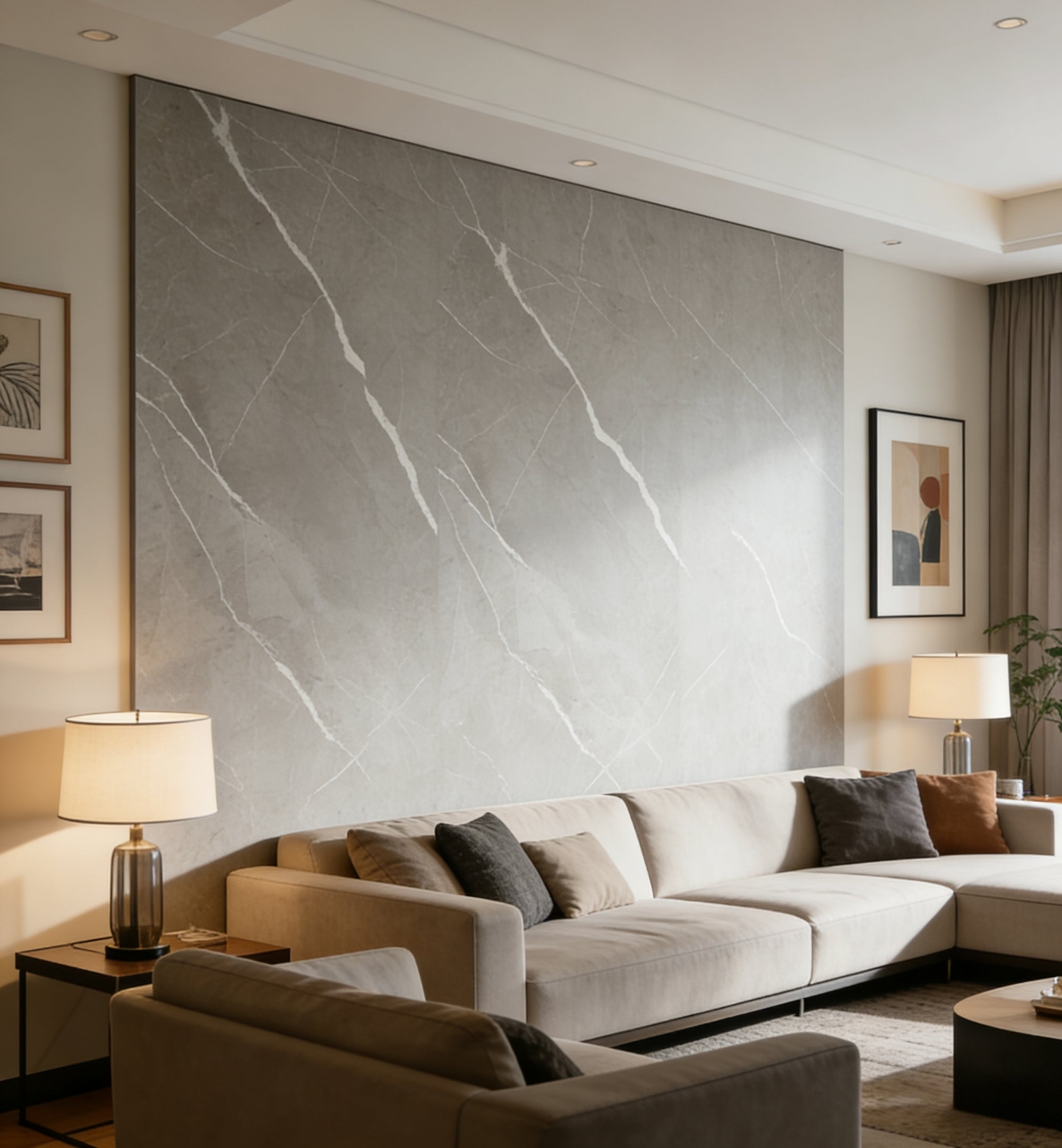 Marmeren wandpaneel plaat - Marmo Cemento - 280 x 122 x 0.5cm