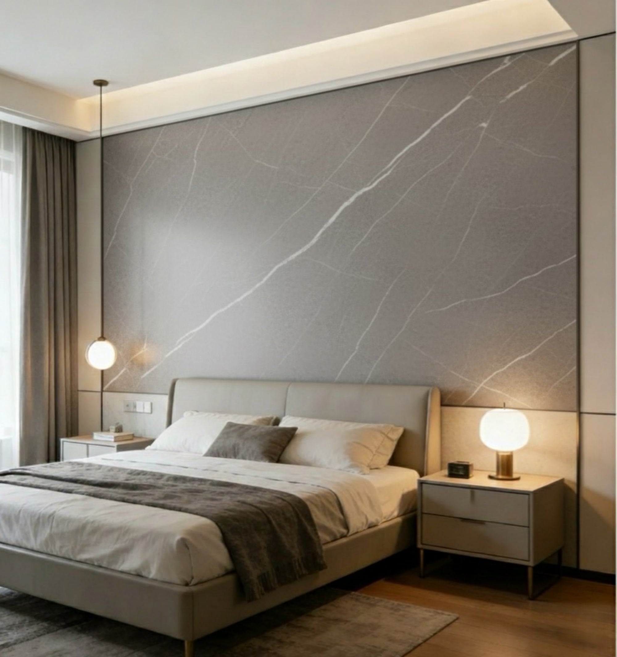 Marmeren wandpaneel plaat - Marmo Dark Grey Stone - 280 x 122 x 0.5cm