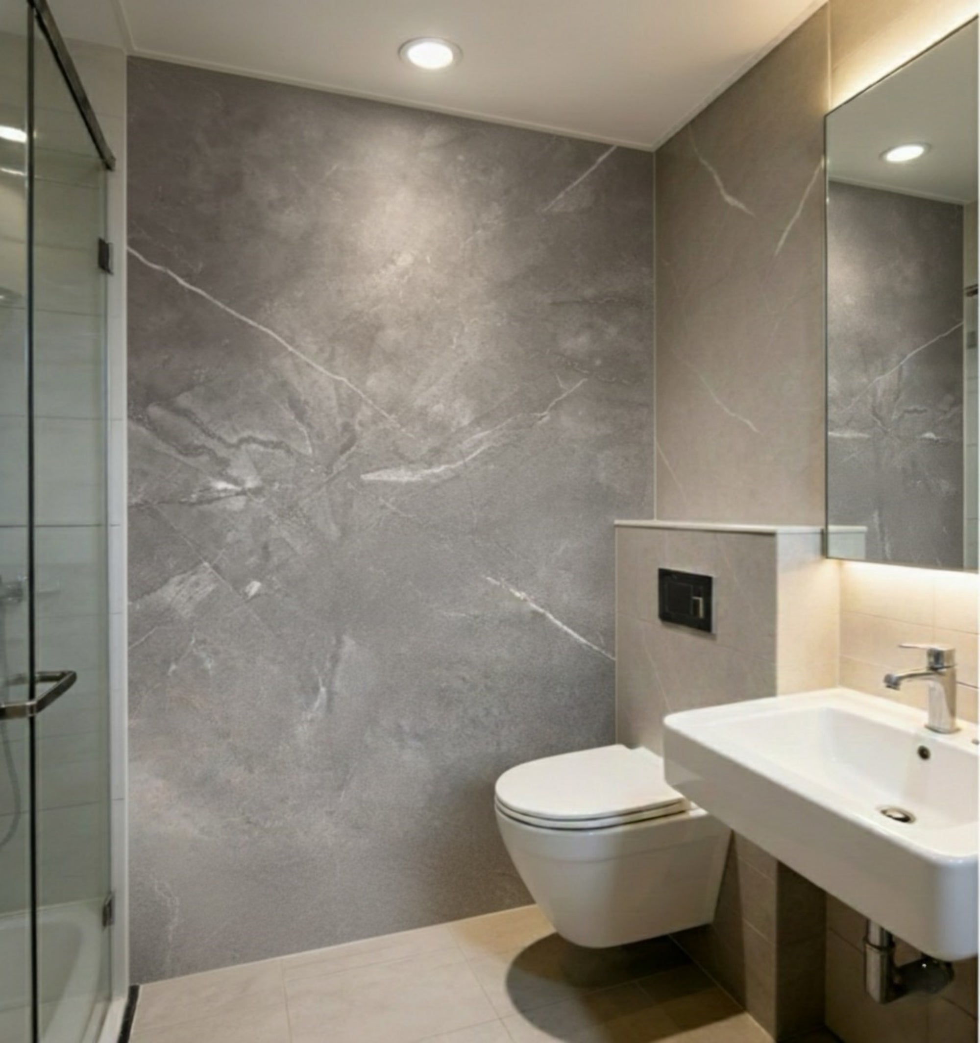 Marmeren wandpaneel plaat - Marmo Dark Grey Stone - 280 x 122 x 0.5cm