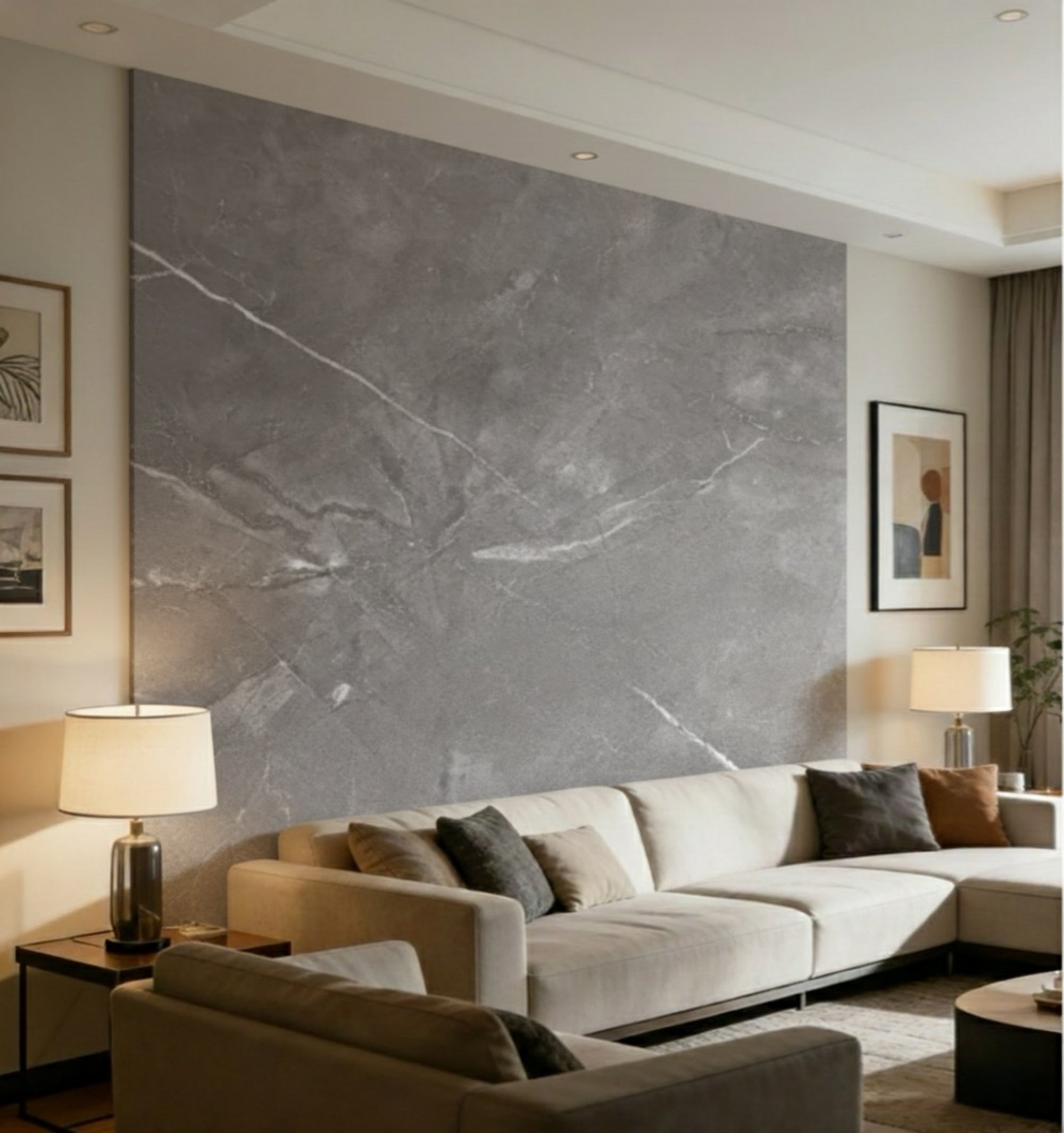 Marmeren wandpaneel plaat - Marmo Dark Grey Stone - 280 x 122 x 0.5cm