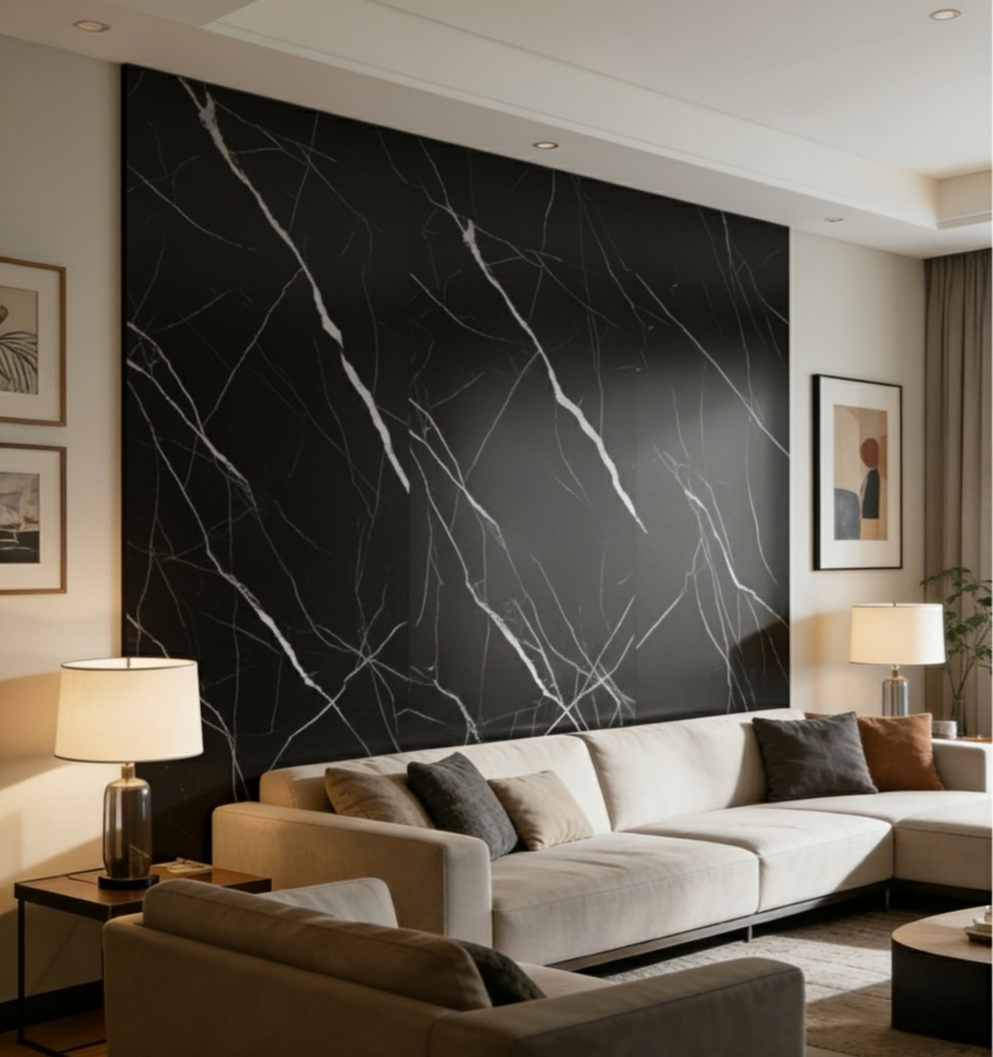 Marmeren wandpaneel plaat - Marmo Nero - 280 x 122 x 0.5cm