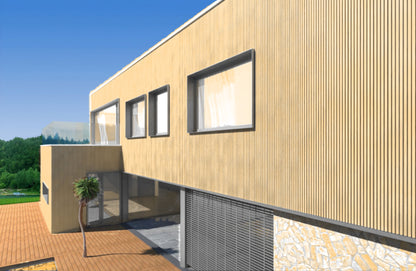 Composiet Gevelbekleding - Lattenwand Wandpanelen - 3D nerf - 290 x 22 cm - Naturel eiken