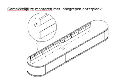 Chic Curve Ronde TV Meubel 240cm - Zwevend – Walnoot eiken