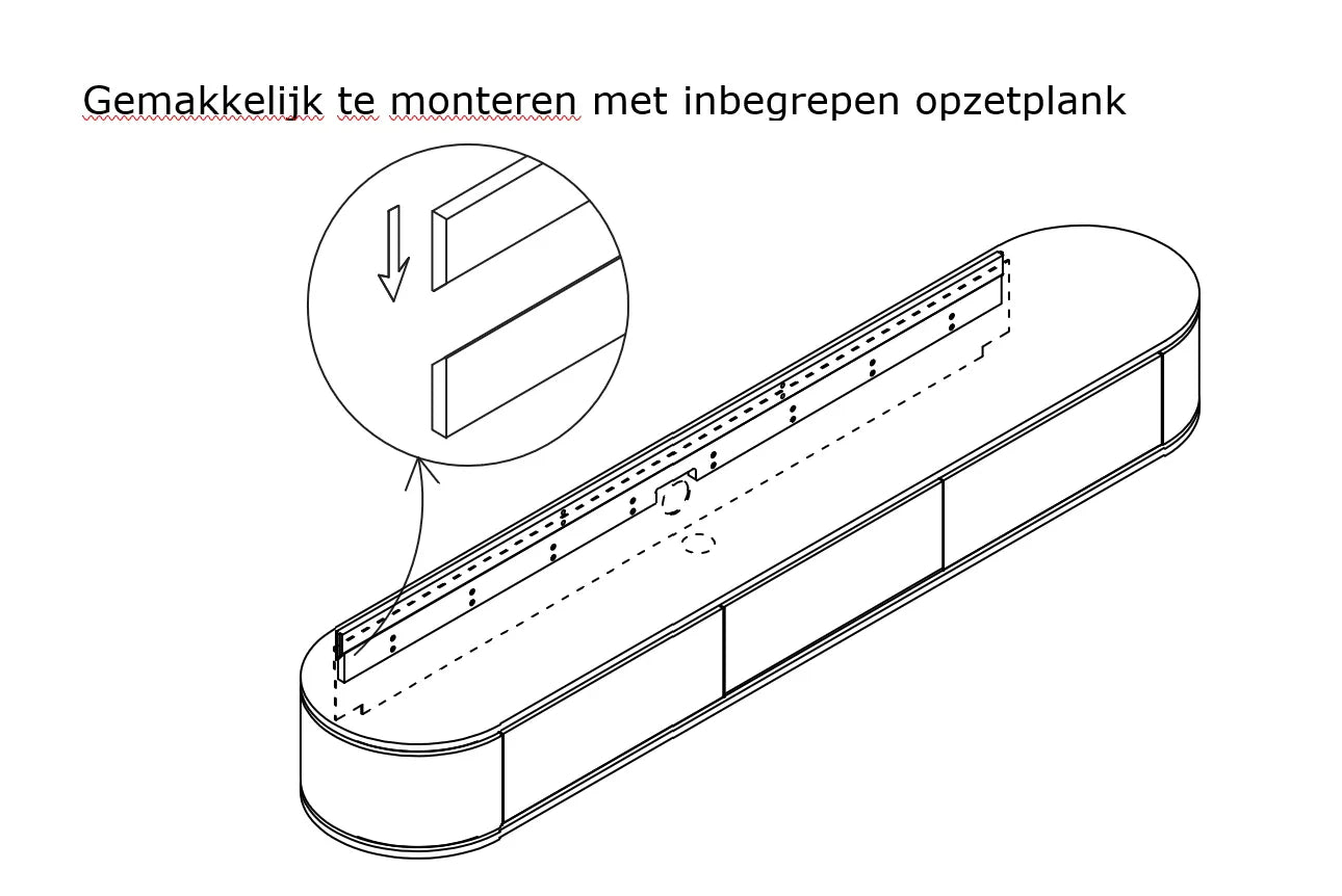Chic Curve Ronde TV Meubel 240cm - Zwevend – Japandi Beige