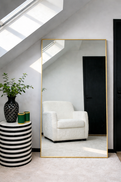 Luxe Rechthoekige Spiegel - 180x100cm - Staand & hangsysteem - Goud