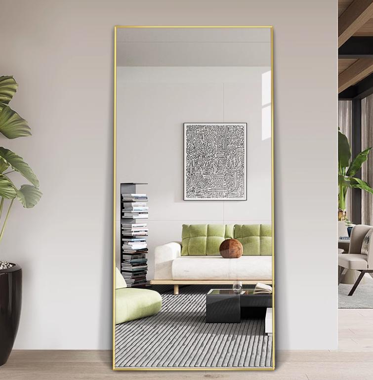 Luxe Rechthoek Lys Spiegel - 180x100cm - Staand & hangsysteem - Goud/Brons