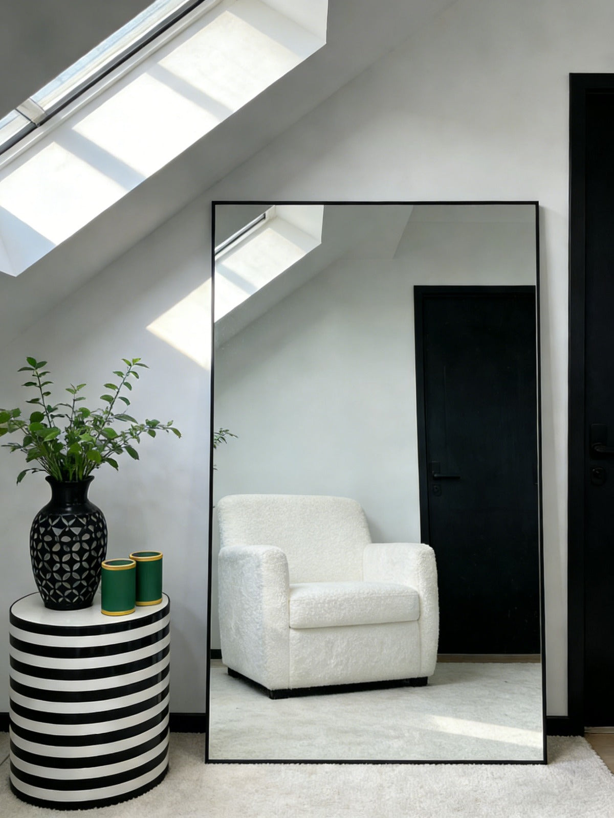 Luxe Rechthoekige Spiegel - 180x100cm - Staand & hangsysteem - Zwart