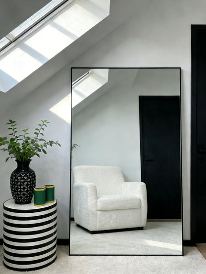Luxe Rechthoekige Spiegel - 180x100cm - Staand & hangsysteem - Zwart