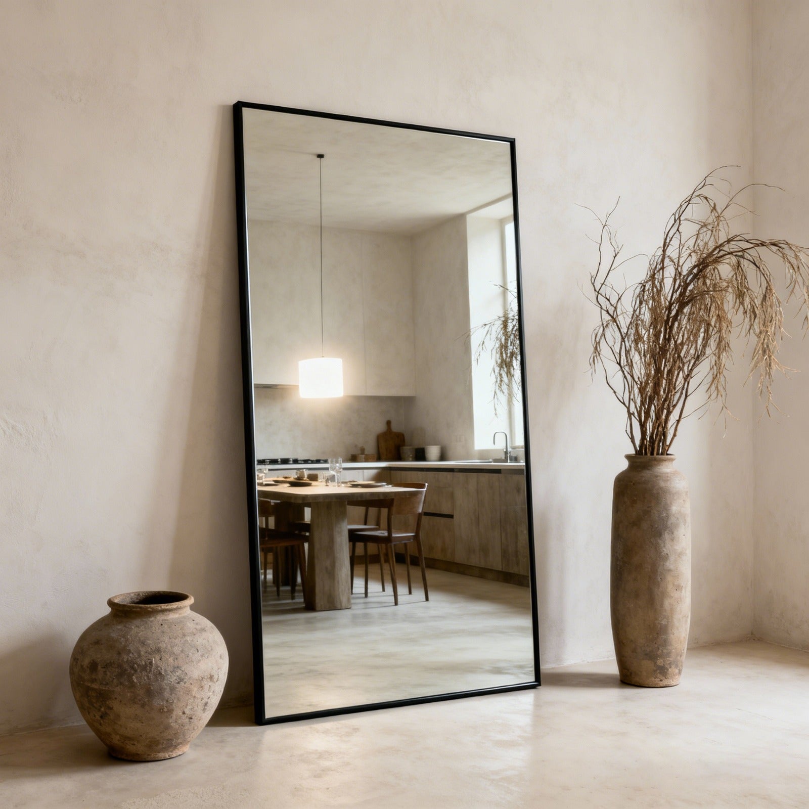 Luxe Rechthoekige Spiegel - 180x100cm - Staand & hangsysteem - Zwart