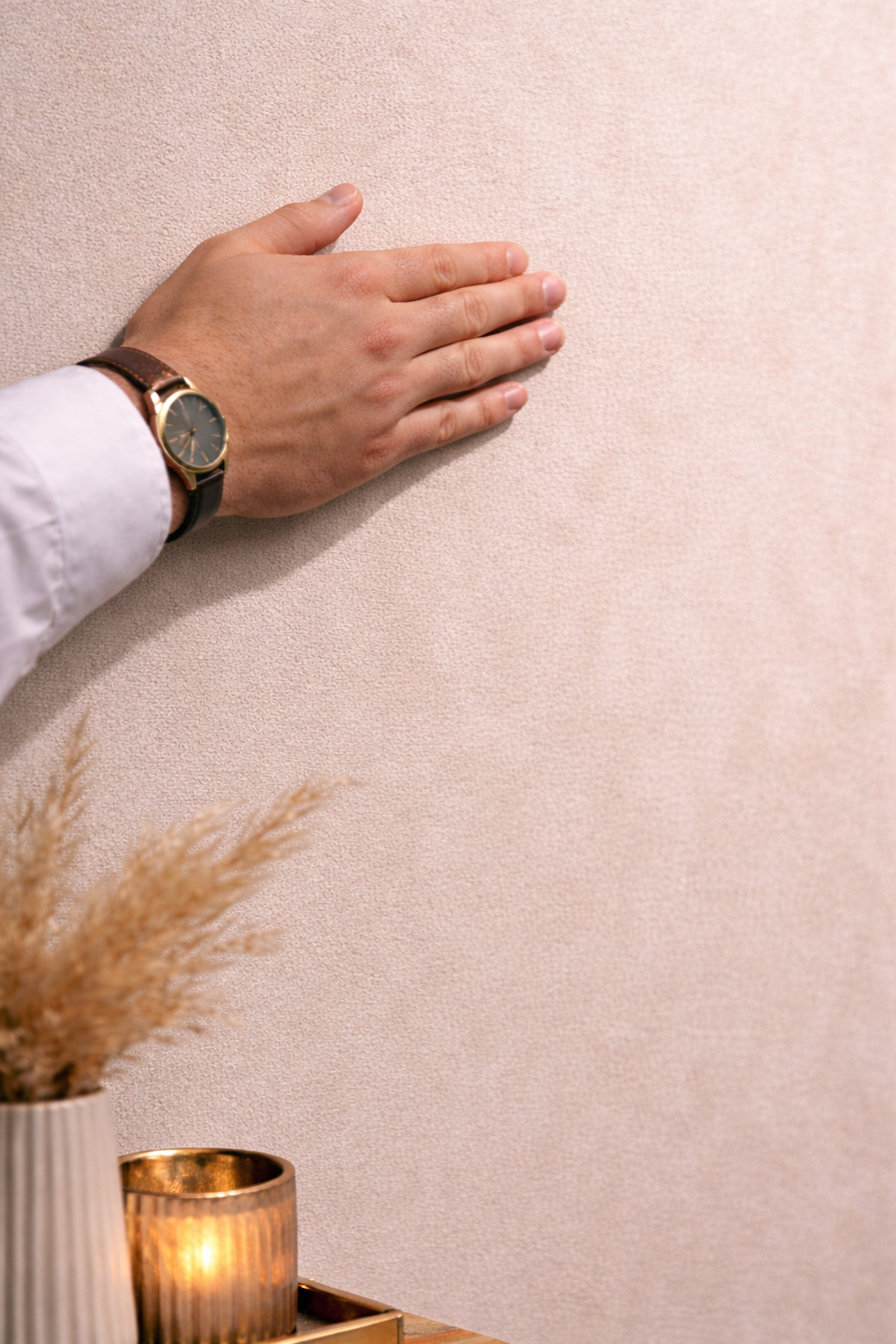 Suede Wandpaneel - Natuurlijke Textuur - 280 x 122cm - Japandi Beige