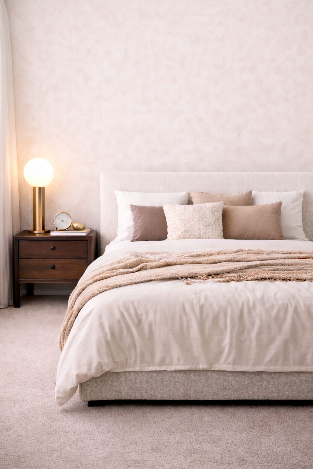 Suede Wandpaneel - Natuurlijke Textuur - 280 x 122cm - Japandi Beige