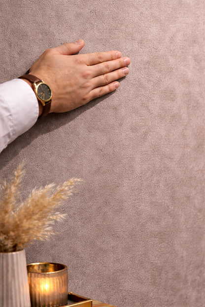 Suede Wandpaneel - Natuurlijke Textuur - 280 x 122cm - Taupe