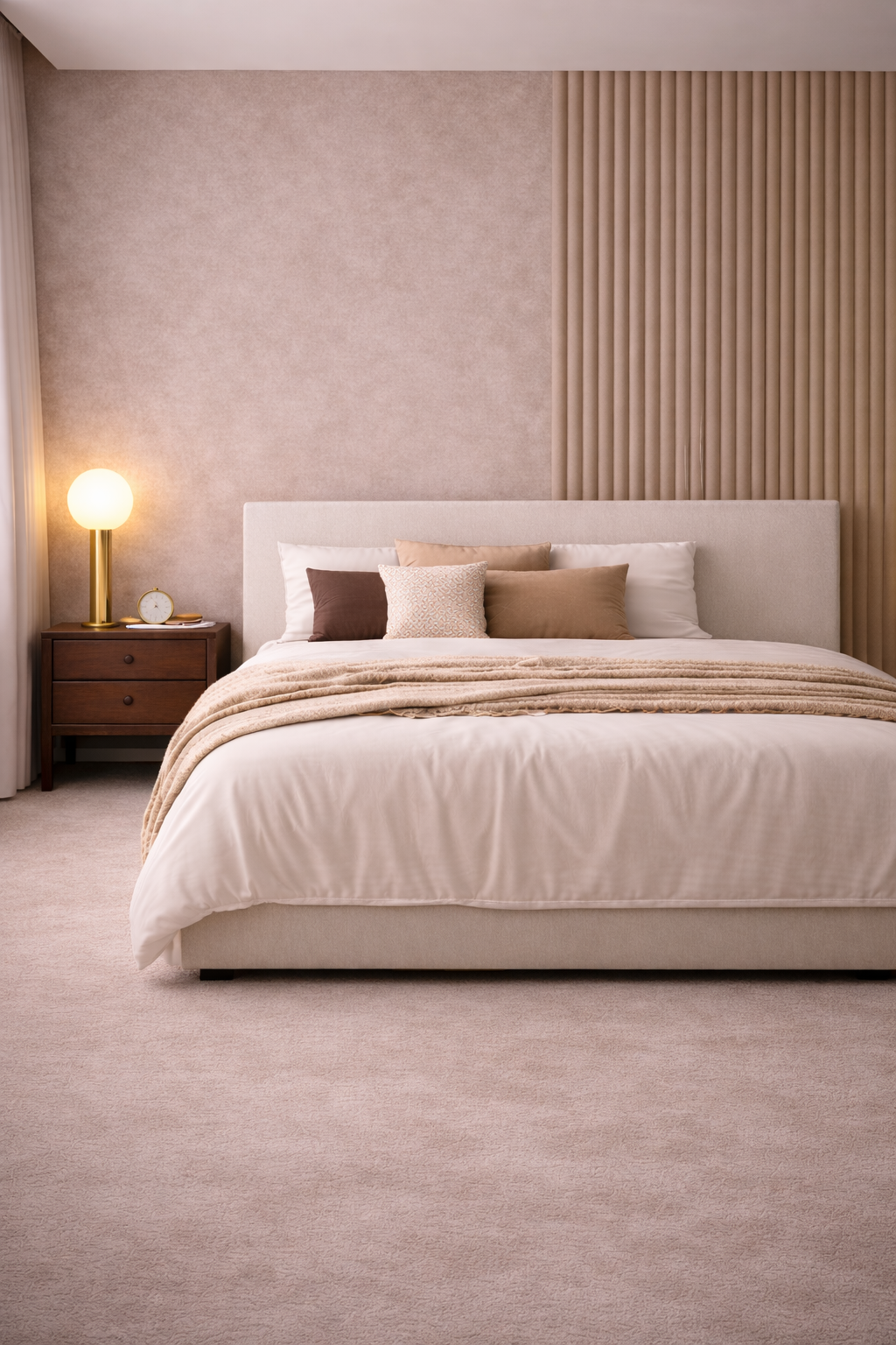 Suede Wandpaneel - Natuurlijke Textuur - 280 x 122cm - Taupe