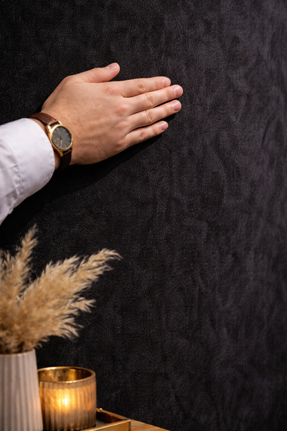 Suede Wandpaneel - Natuurlijke Textuur - 280 x 122cm - Zwart