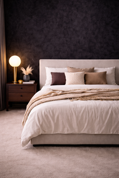 Suede Wandpaneel - Natuurlijke Textuur - 280 x 122cm - Zwart