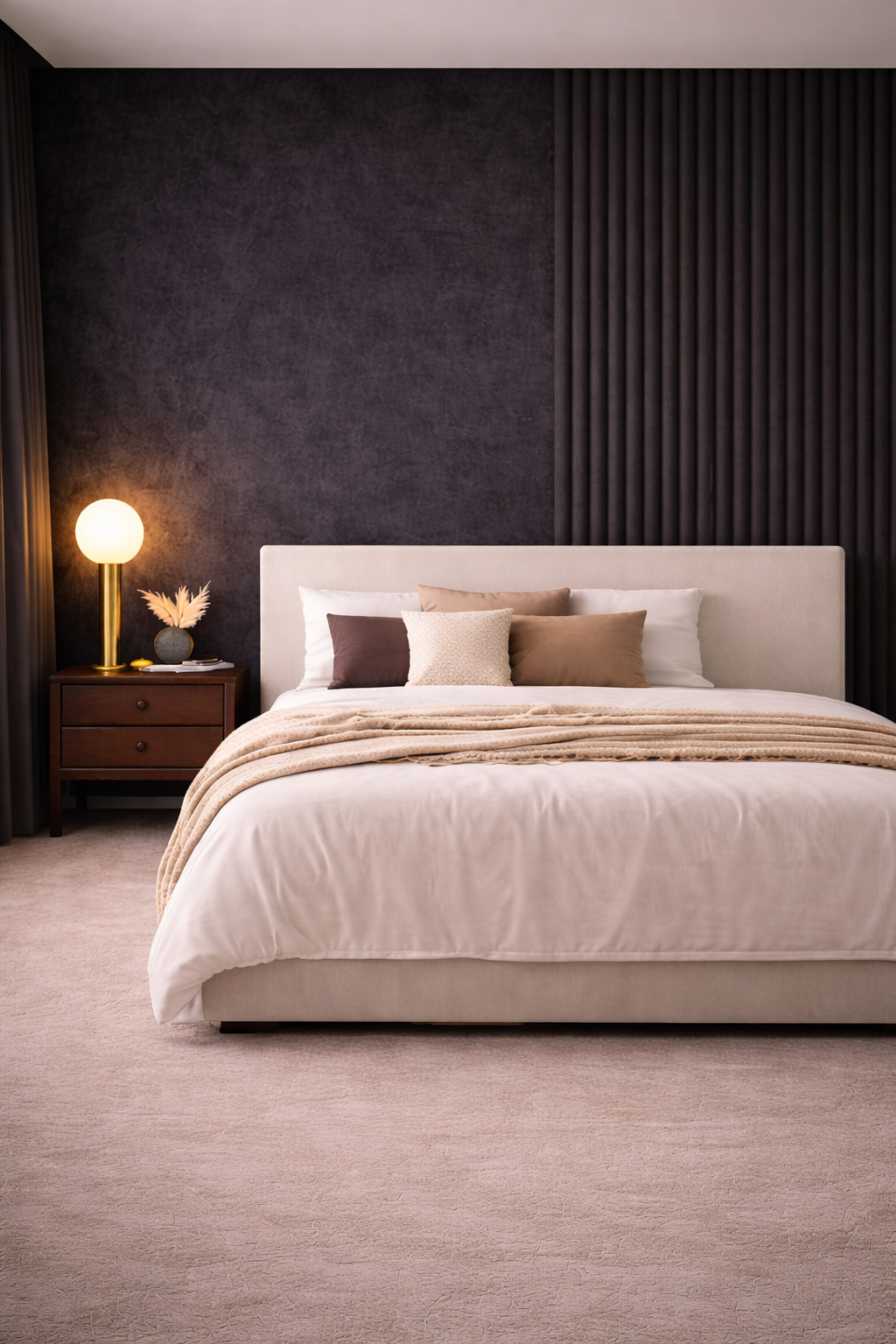 Suede Wandpaneel - Natuurlijke Textuur - 280 x 122cm - Zwart