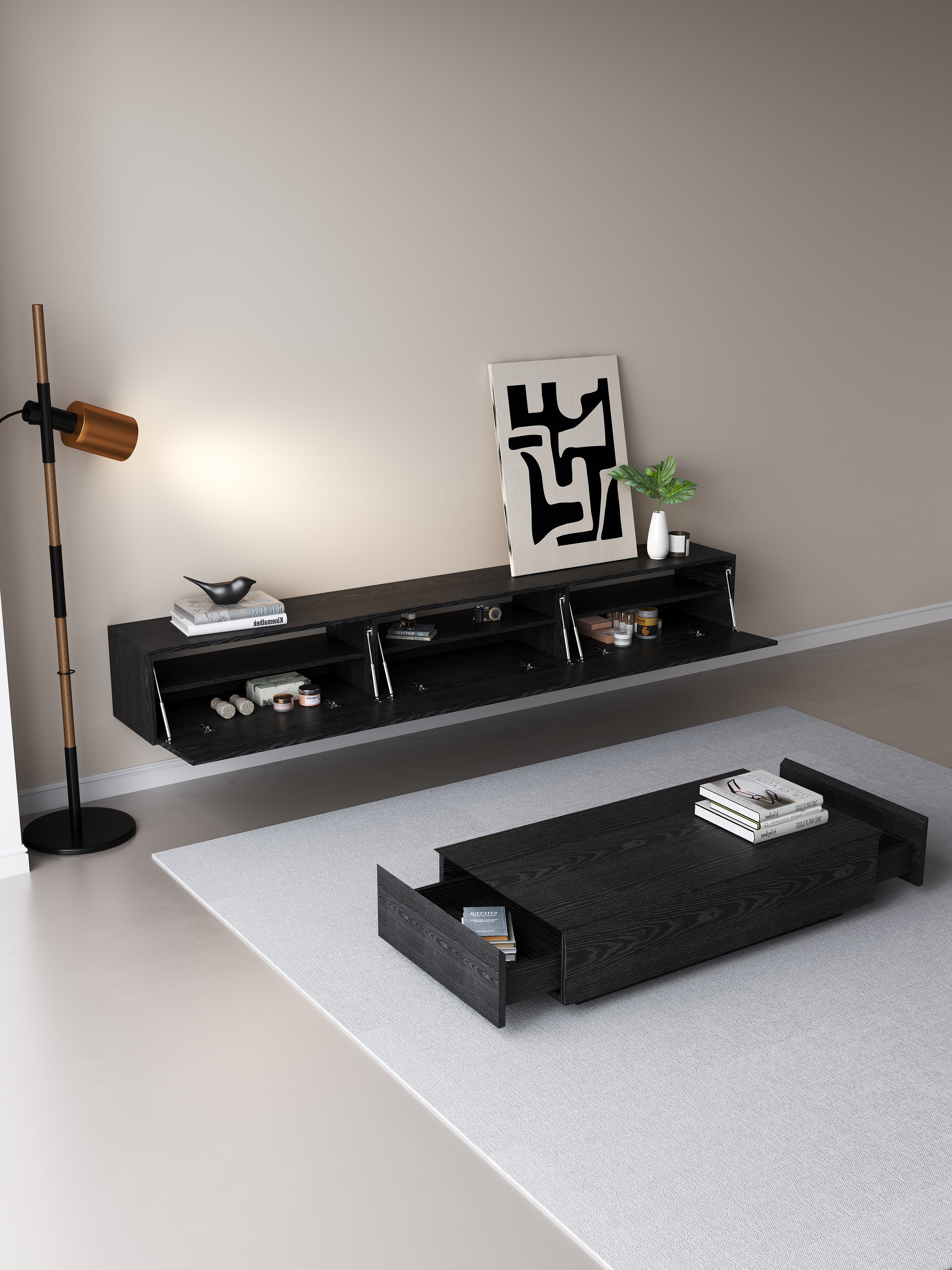 Chic TV Meubel 240cm – Zwart Eiken