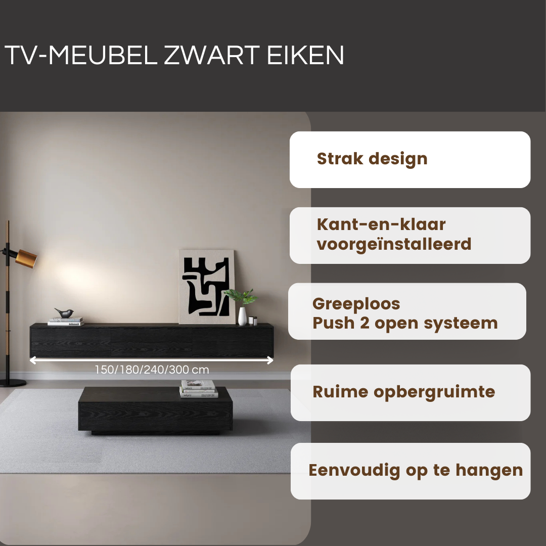 Chic TV Meubel 240cm – Zwart Eiken