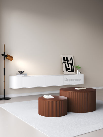 Chic Curve Ronde TV Meubel 272cm - Zwevend – Wit mat