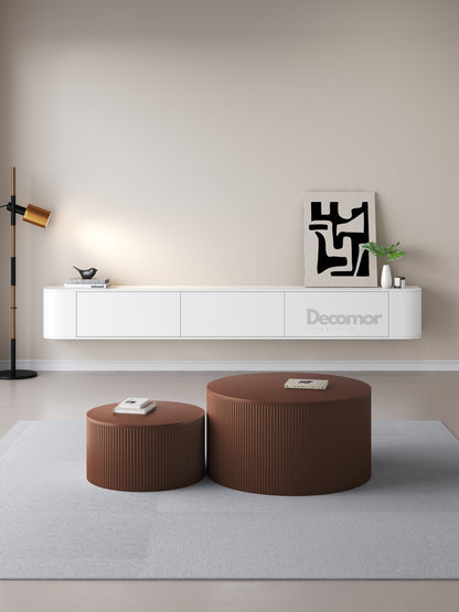 Chic Curve Ronde TV Meubel 272cm - Zwevend – Wit mat