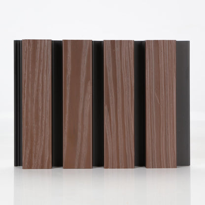 Composiet Gevelbekleding - Lattenwand Wandpanelen - 3D nerf - 290 x 22 cm - Walnoot eiken