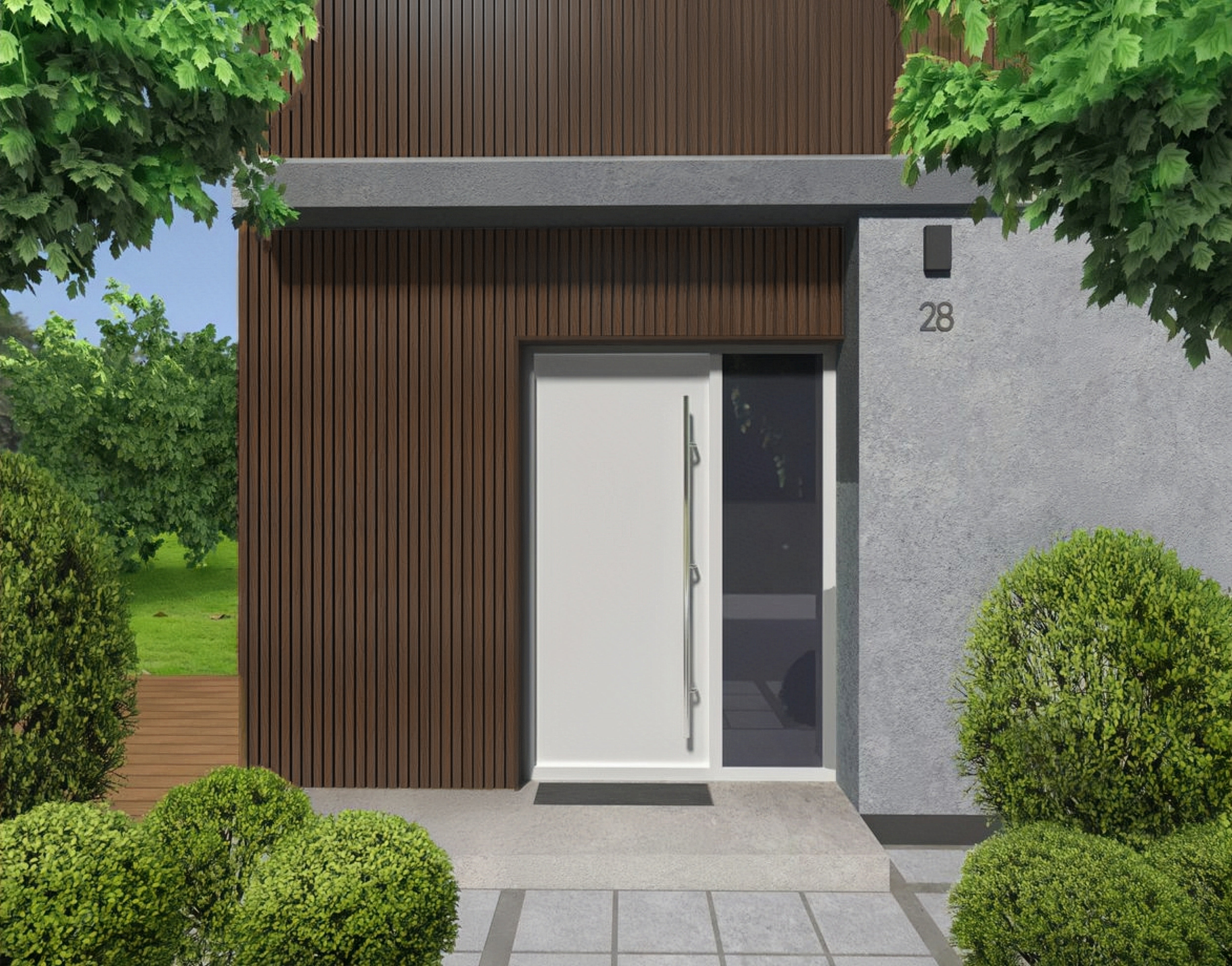 Composiet Gevelbekleding - Lattenwand Wandpanelen - 3D nerf - 290 x 22 cm - Walnoot eiken