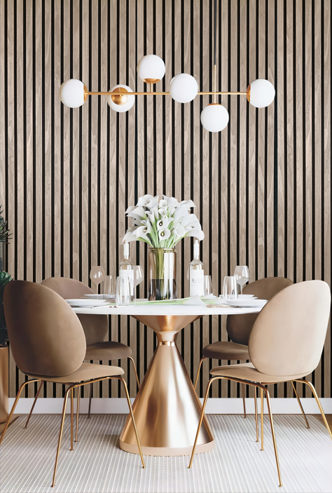 Akoestische wandpanelen - 280 x 60 x 2.2 cm - Walnoot Eiken - Lattenwand - Akupanel - 3 zijdig houtfineer