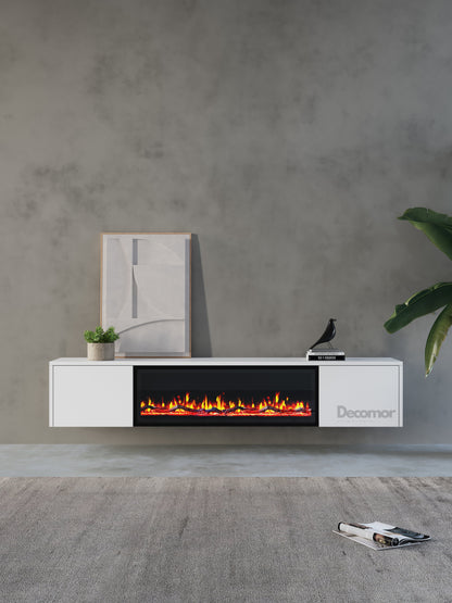 Chic TV Meubel met elektrische Sfeerhaard – 180cm – Pure White – Wit mat