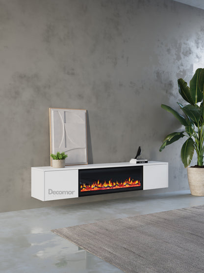 Chic TV Meubel met elektrische Sfeerhaard – 240cm – Pure White – Wit mat